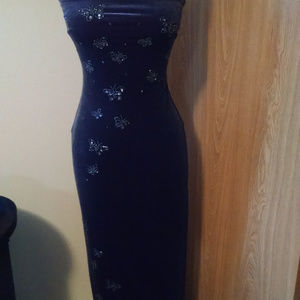 Zum Zum Stretch Velvet Butterfly Embellished Dress